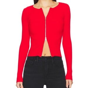 Good American Virgo Rib Zip Cardigan Size Small